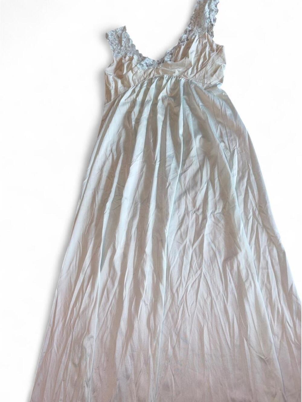 Vintage Pale Mint Blue 100% Nylon Maxi Nightgown